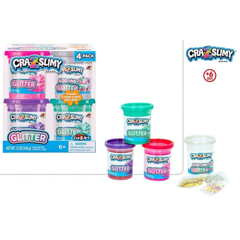 SET 4 BOTES SLIMY GLITTER CRA-Z-SLIMY
