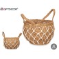 MACETA ESPARTO 20 CM OVALADA ASAS MACRAME