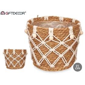 MACETA ESPARTO 21 CM CONICA MACRAME