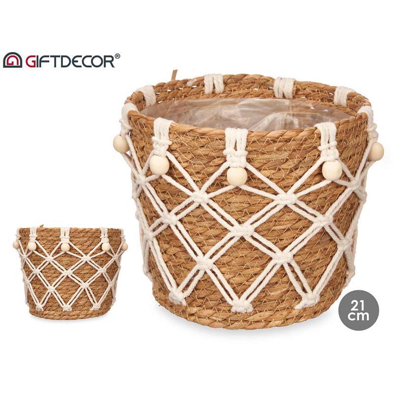 MACETA ESPARTO 21 CM CONICA MACRAME
