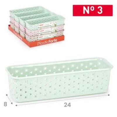 BANDEJA PLASTICO NATURE Nº3 SURTIDO COLORES VRM 24 X 8 CM.