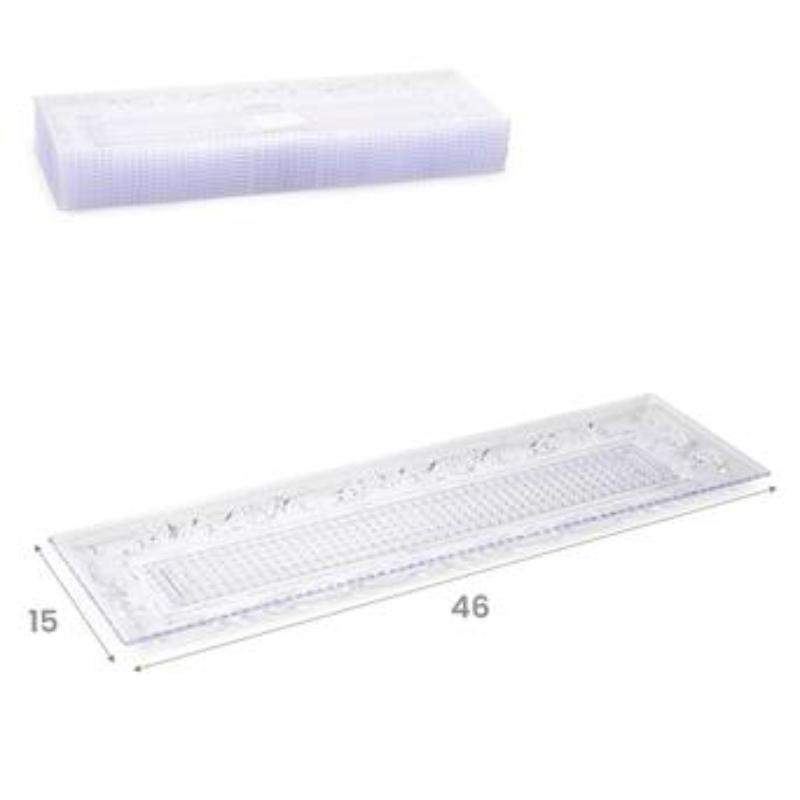 BANDEJA PLASTICO RECTANGULAR CRYSTAL TRANSPARENTE  15X46CM. SURTIDO