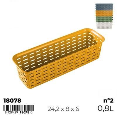 BANDEJA MULTIUSOS RECTANGULAR Nº2 RATTAN LINE 0.8 L DISPONIBLE EN AZUL, AMARILLO, MARFIL Y VERDE