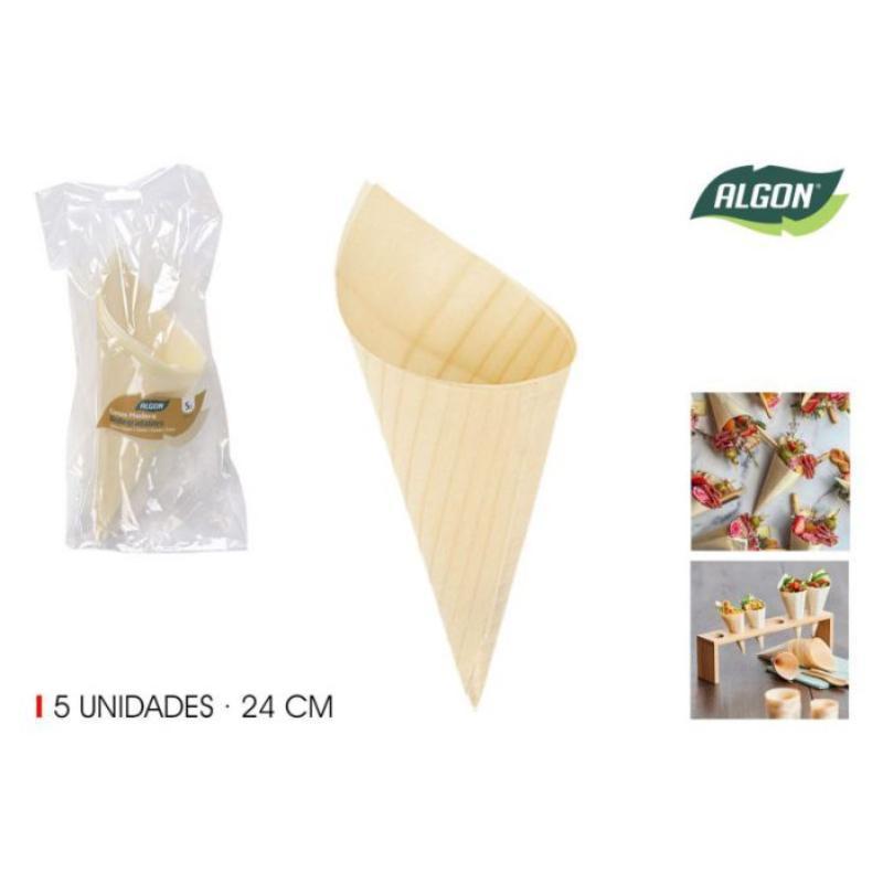 SET 5 CONOS MADERA 24 CM ALGON