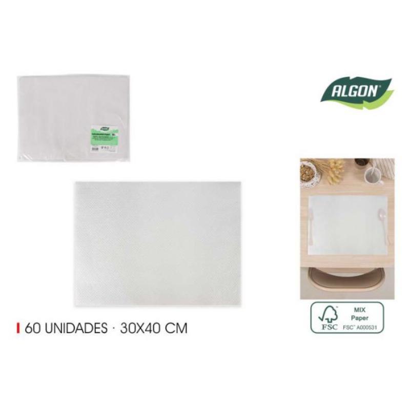 SET 60 SALVAMANTEL BLANCO 30X40 CM ALGON
