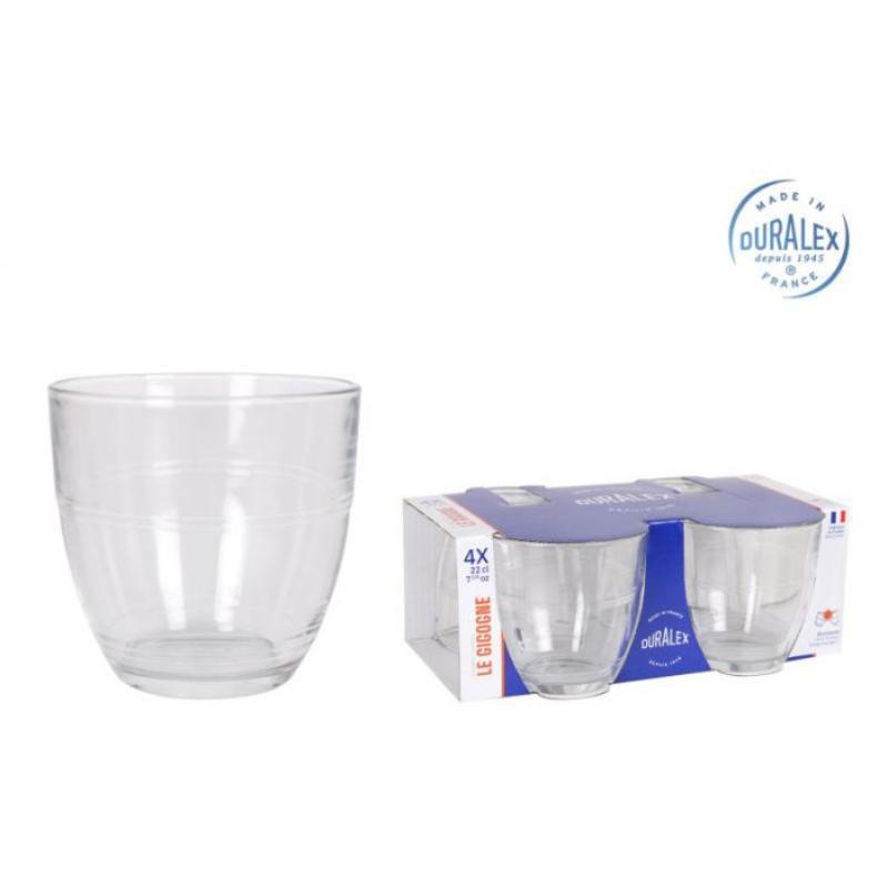 PAQ. 4 VASOS TRANSPARENTE 220CC GIGOGNE