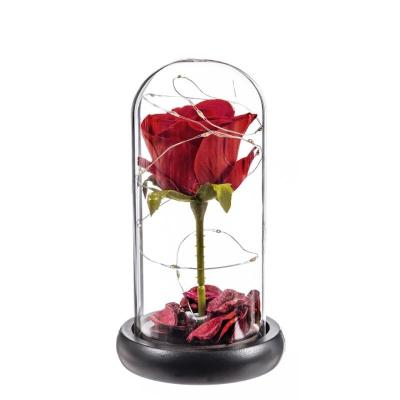 ROSA ROJA ETERNA LEDS CUPULA CRISTAL 17 CM