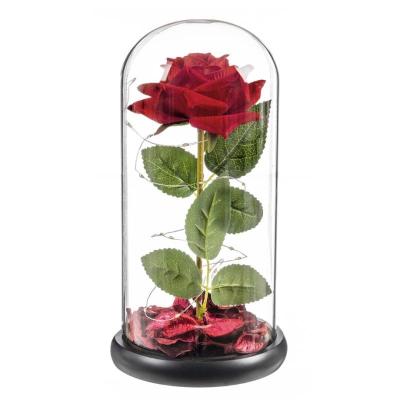 ROSA ROJA ETERNA LEDS CUPULA CRISTAL 25 CM