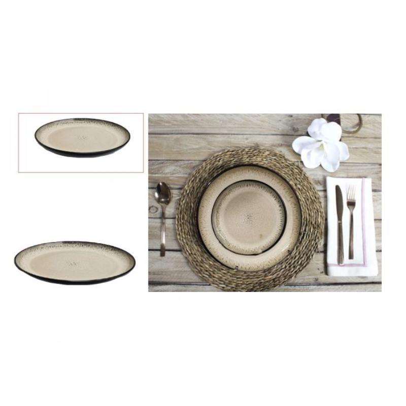 PLATO GRES REACTIVE BORDE BEIGE 21 CM