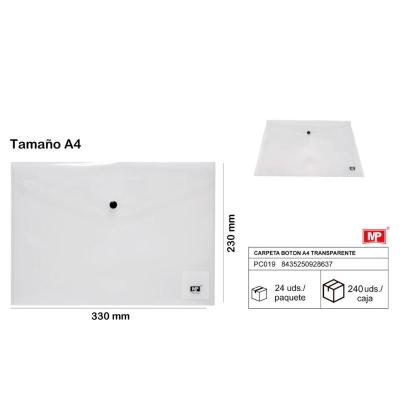 CARPETA SOBRE CON BOTON TRANSPARENTE A4