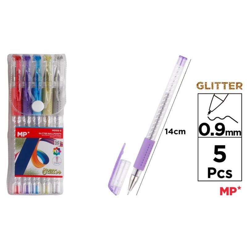 BOLIGRAFOS PURPURINA 5 COLORES