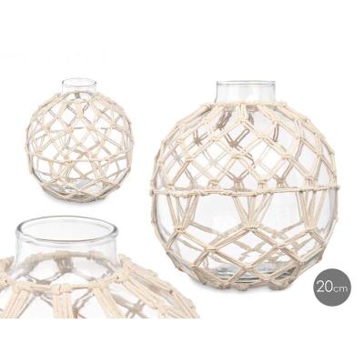 ESFERA VIDRIO CUERDA BLANCA 18X18X20 CM