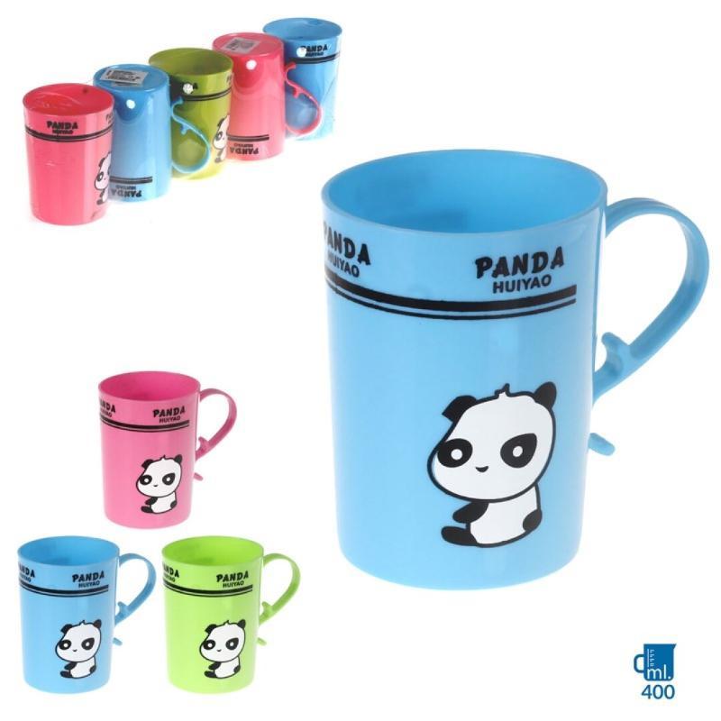 TAZA PANDA PLASTICO SURT 400 ML