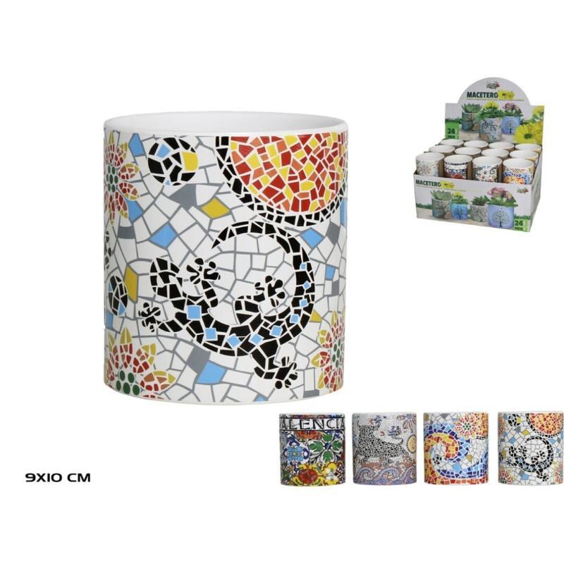MACETERO MOSAICO ESPAÑOL 9.5X10 CM DISPON EN 4 MOD SURT