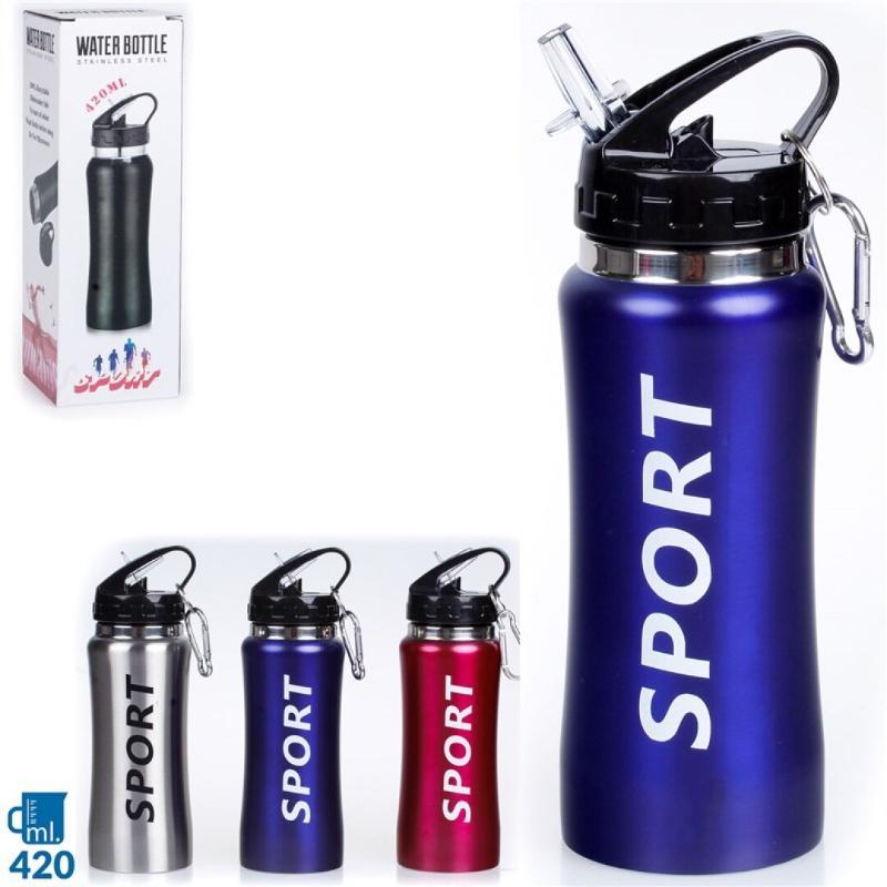 BOTELLA AGUA SPORT CON MOSQUETON ALUMINIO SURTID