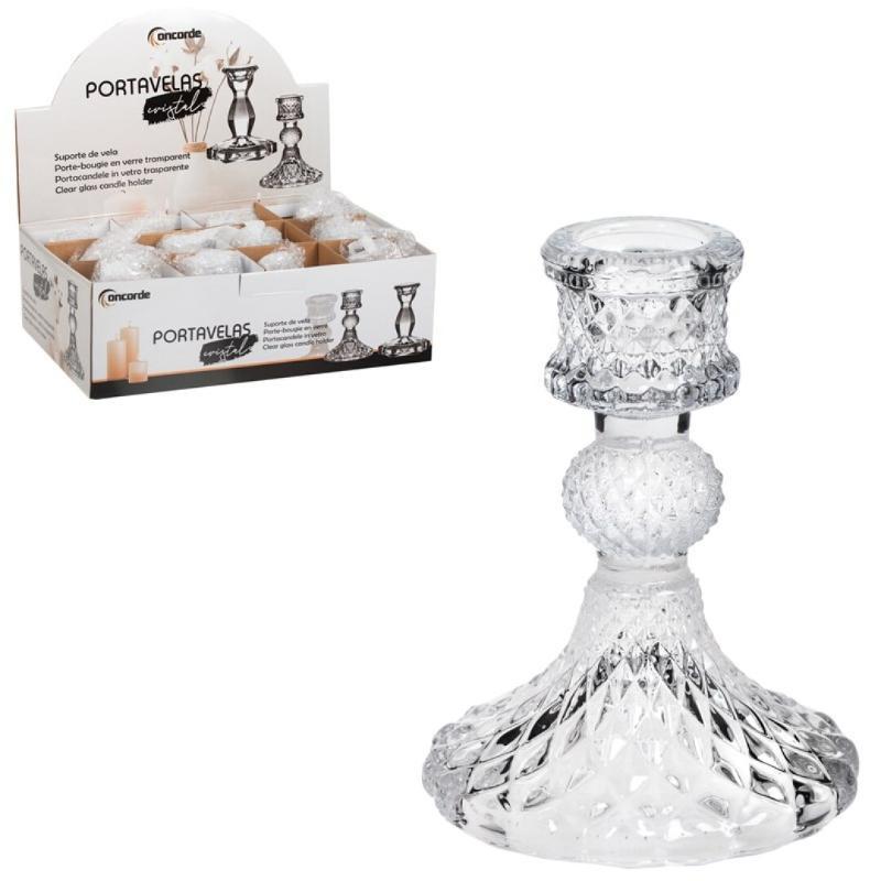 PORTAVELA TALLADO DECORATIVO CRISTAL 8X8X10 CM
