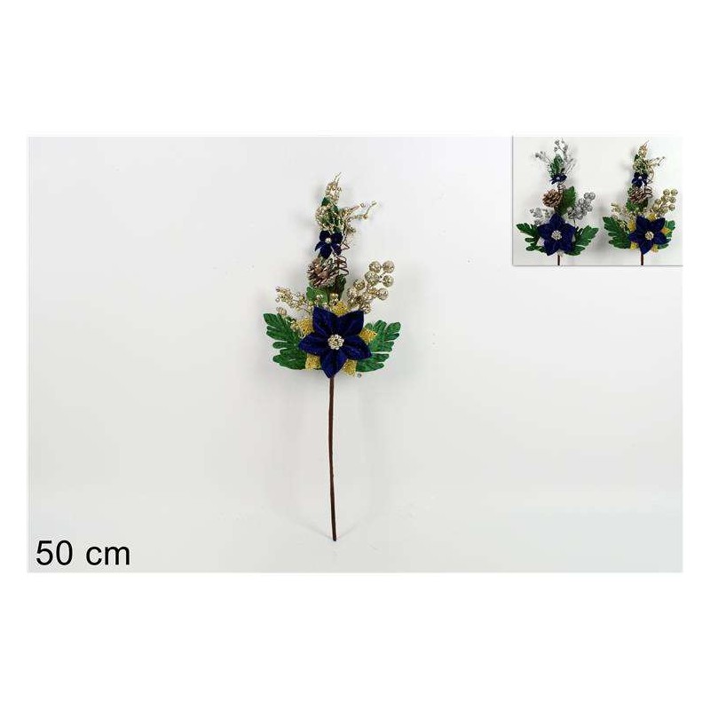 RAMO FIORE NATALIZIO 50CM BLU 2ASS                