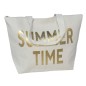 BOLSO PLAYA BLANCO SUMMER TIME ORO C/CREMALLERA 50X35 CM