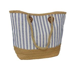 BOLSO PLAYA MARTINA RAYAS AZUL C/CIERRE MAGNETICO 48X36 CM