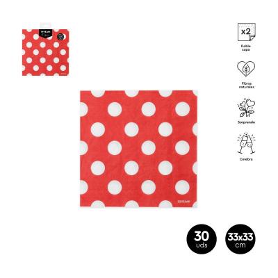 SERVILLETA DOBLE CAPA DOTS ROJO 33X33 CM 30 UDS