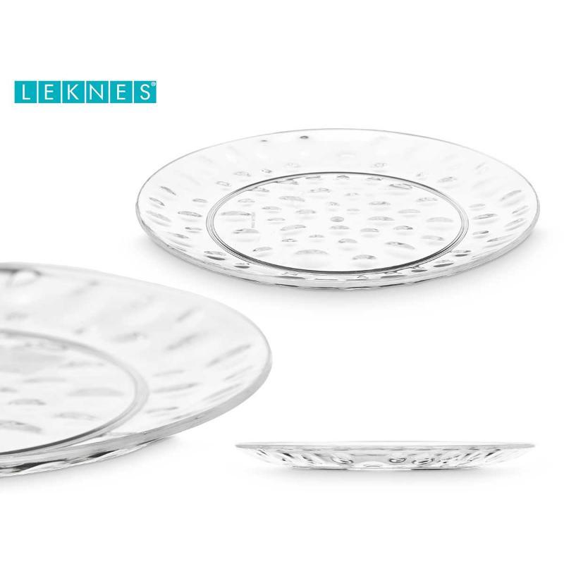 PLATO POSTRE PLASTICO PUNTOS 21.5 CM. TRANSPARENTE