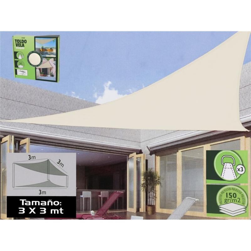 TOLDO VELA TRIANGULAR 3X3X3 M BEIGE