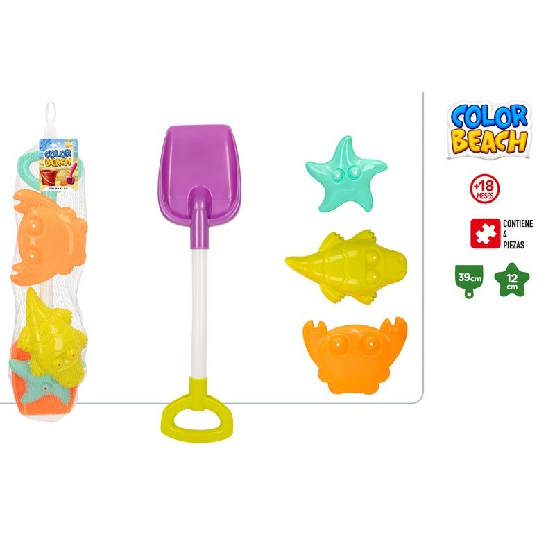 SET PALA PLAYA 39 CM + 3 MOLDES