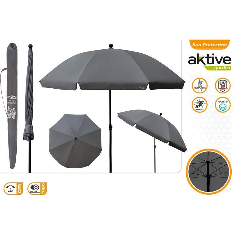PARASOL D240 CM TUBO 28/32 POLYESTER GRIS