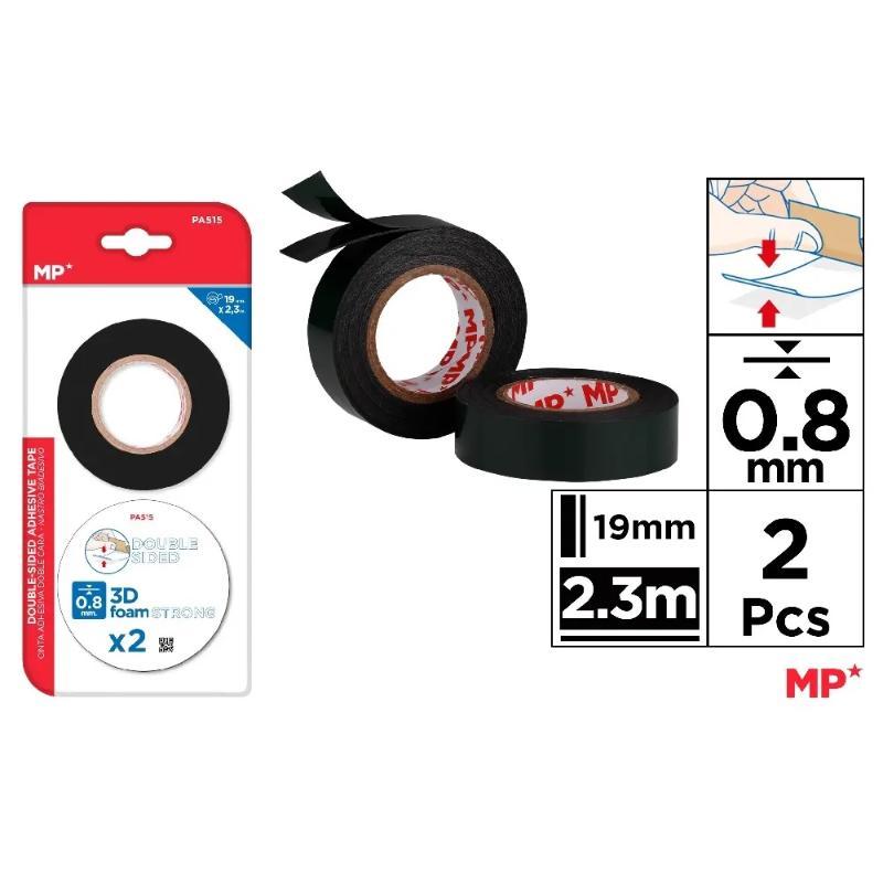 CINTA ADHESIVA DOBLE CARA 0.8 MM 19 MM X 2.3 M