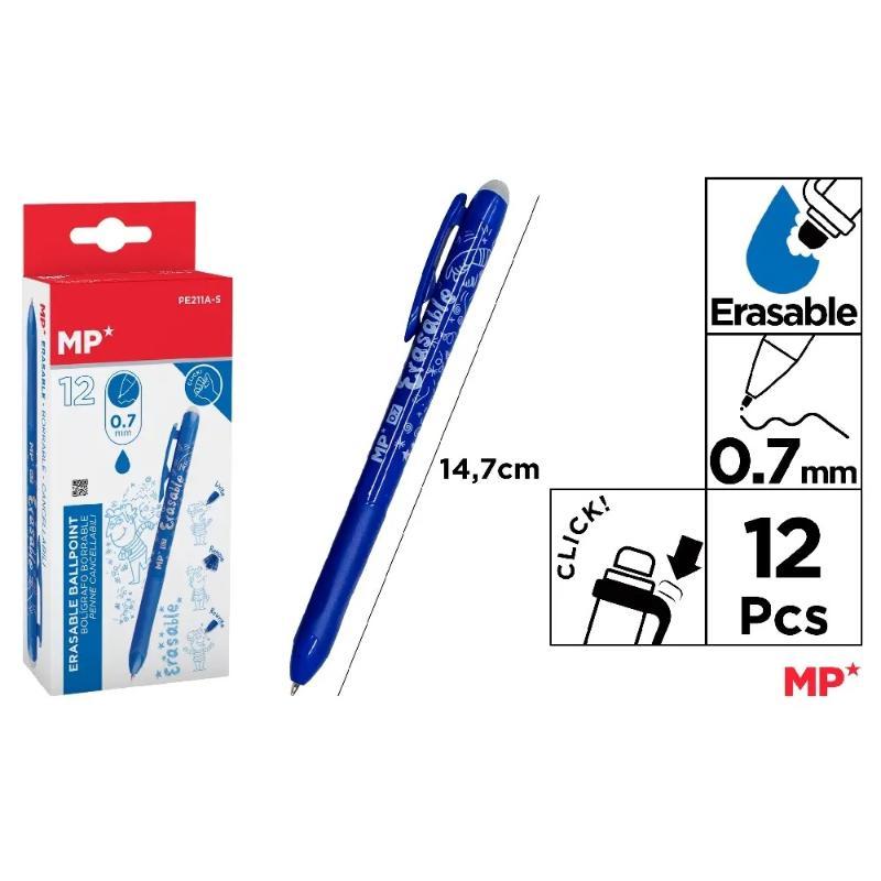 BOLIGRAFOS BORRABLES PUNTA 0.7 MM 24 UDS AZUL