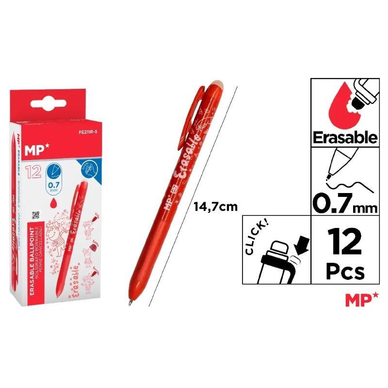 BOLIGRAFOS BORRABLES PUNTA 0.7 MM 24 UDS ROJO