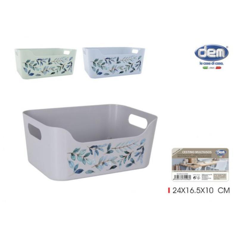 CESTA MULTIUSOS 24X16.5X10 CM FLORES DEM