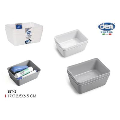 SET 3 CESTAS MULTIUSOS PLASTICO DEM