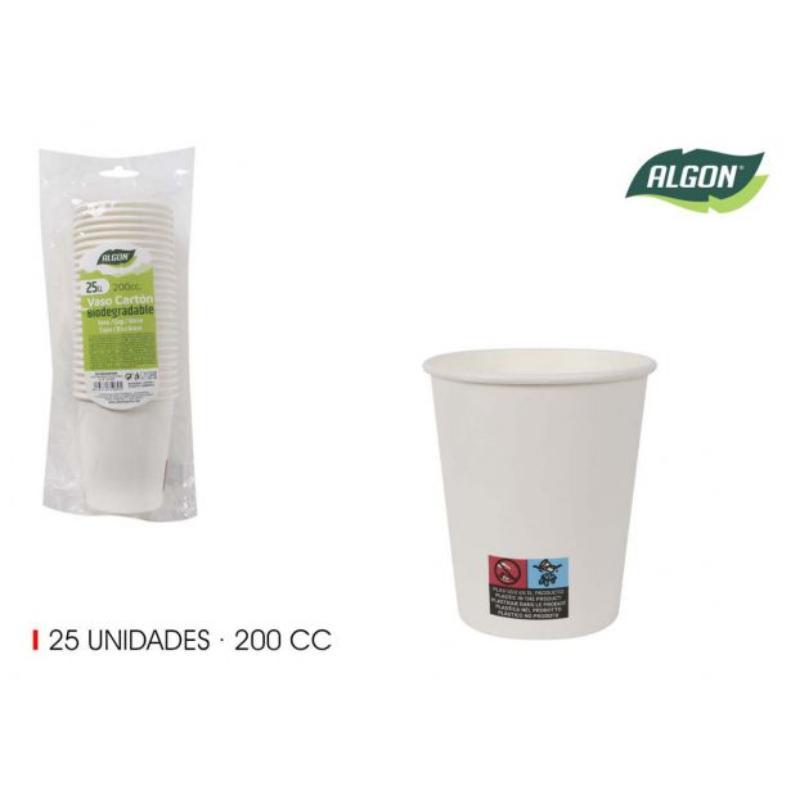 SET 25 VASO BLANCO CARTON 200 CC ALGON