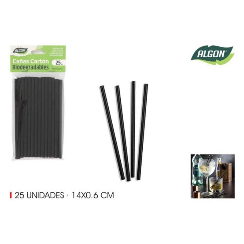 SET 25 PAJITAS CARTON NEGRAS 140X6 ALGON