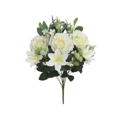 RAMO ROSAS-LILIUM X12 54 CM BLANCO