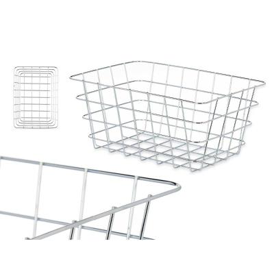 CESTA METAL CROMADA RECTANGULAR MED 21X31X14 CM
