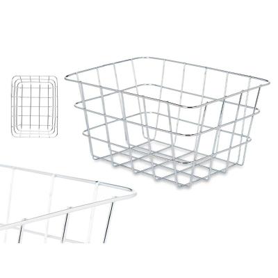 CESTA METAL CROMADA RECTANGULAR PEQ 18.5X24X12.5 CM