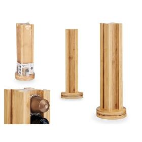 PORTACAPSULAS BAMBU GIRATORIO CAPSULAS PQ 11X11X34 CM
