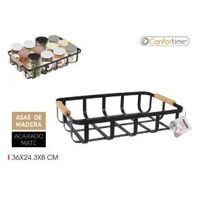 CESTA ORDENAC NEGRO-WOOD 36X24.3X8 CM
