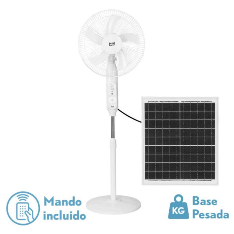 VENTILADOR DC DE PIE SOLAR CLIMA BLAN