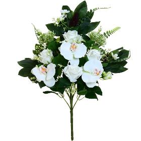 CONJUNTO ROSAS-ORQUIDEAS X12-59 CM BLANCO