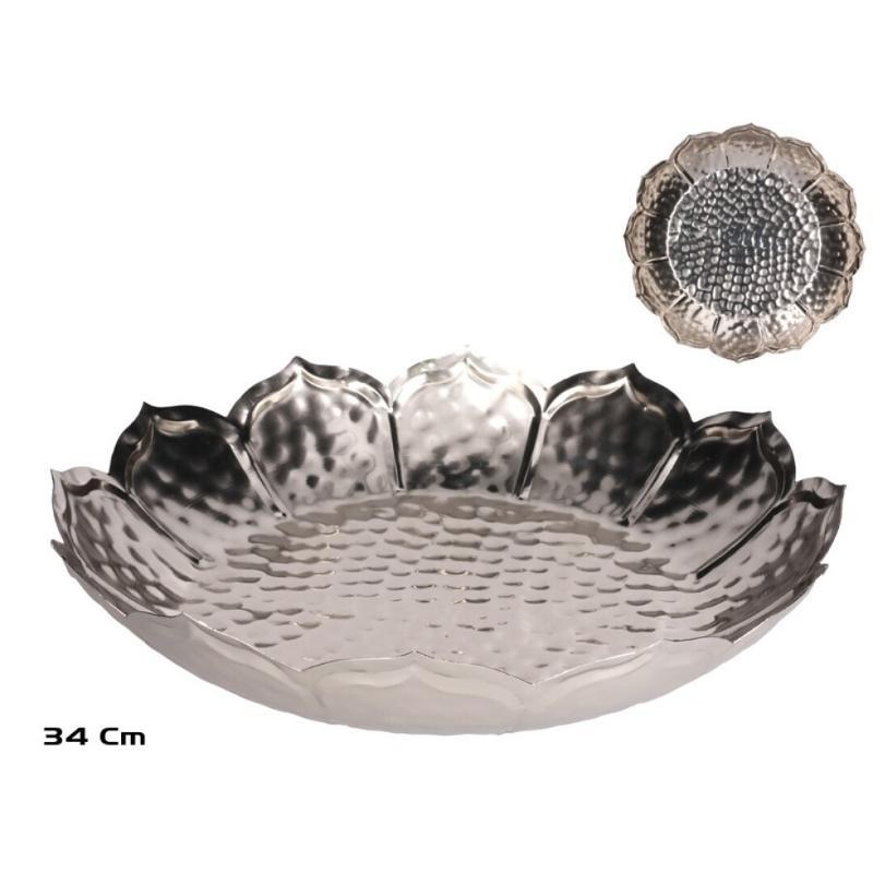 BANDEJA METAL 34X34X6 CM NIQUEL