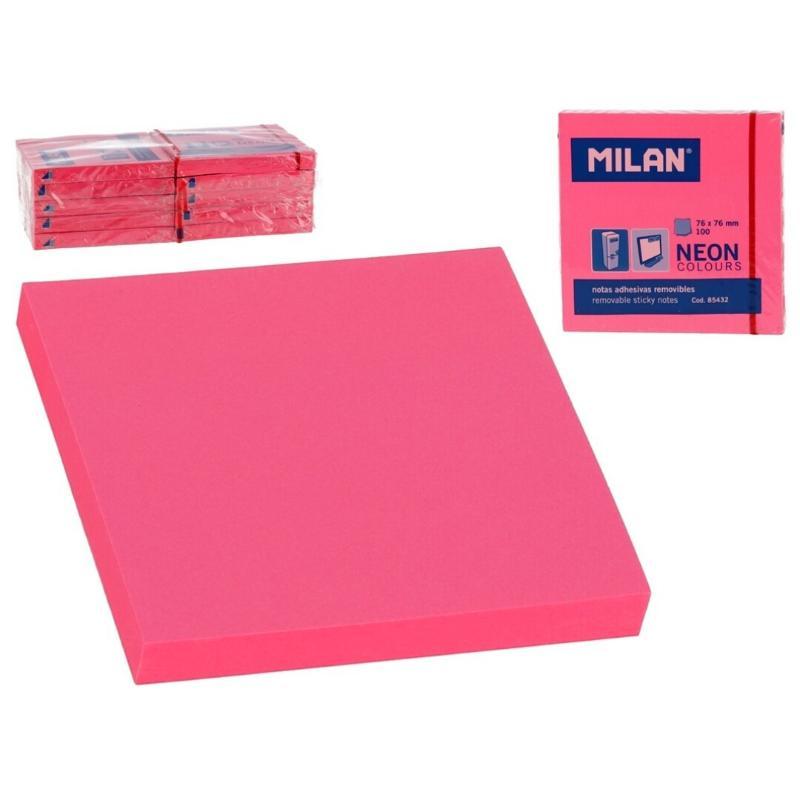 BLOC 100 NOTAS ROSA NEON 76X76 MM
