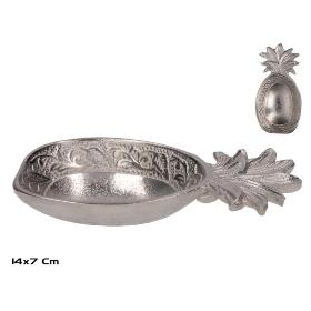 BANDEJA DECORATIVA PIÑA 14X7X2 CM NIQUEL