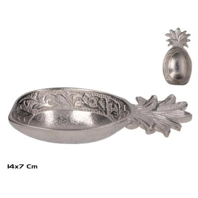 BANDEJA DECORATIVA PIÑA 14X7X2 CM NIQUEL
