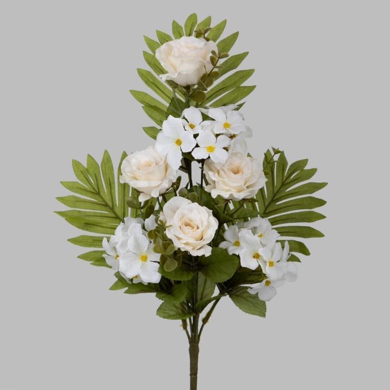 RAMO ROSA HORTENSIA X7 46 CM BLANCO