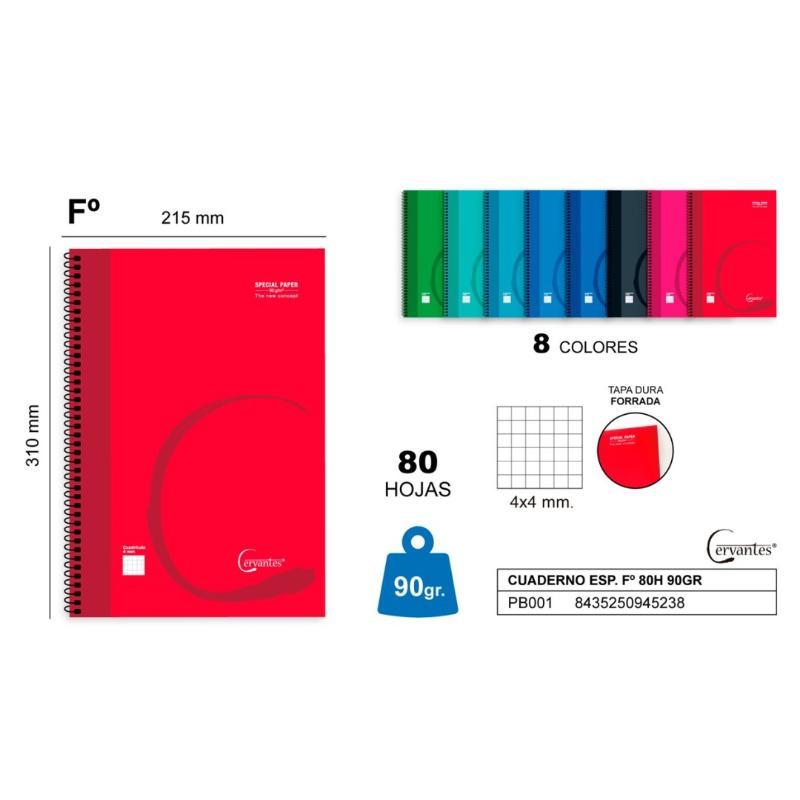 CUADERNO ESP. Fº 80H 90GR