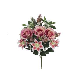 RAMO ROSAS-LILIUM X 12 54 CM ROSA