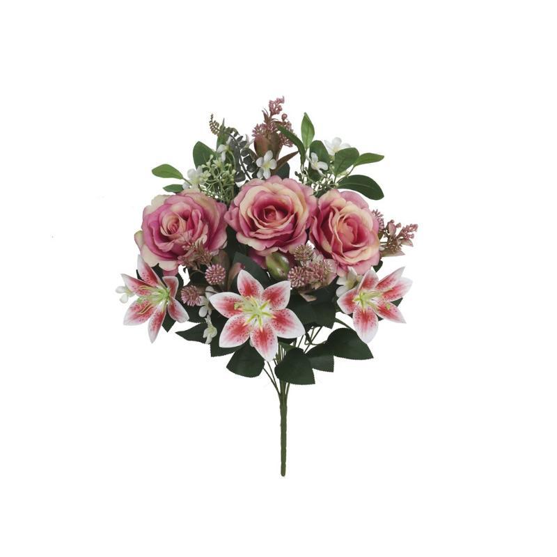 RAMO ROSAS-LILIUM X 12 54 CM ROSA